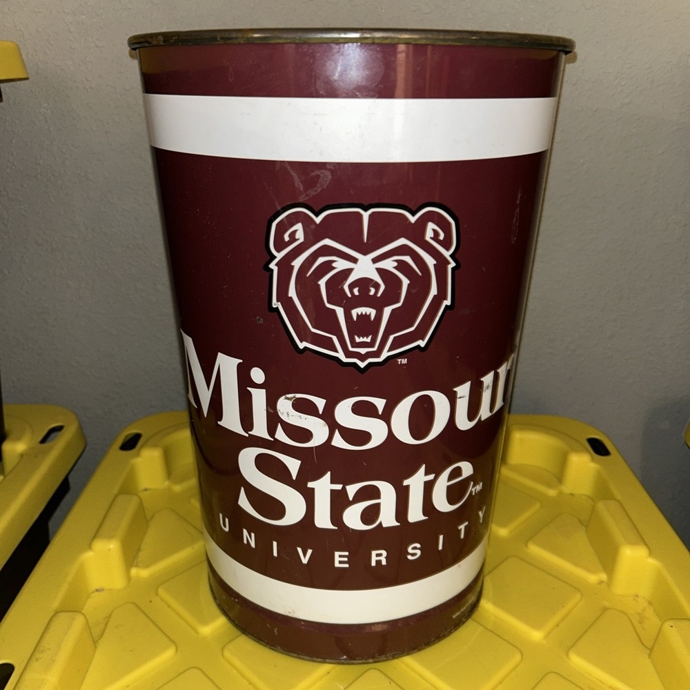 Missouri State University Vintage Metal Trash Can‎ With Some Rust